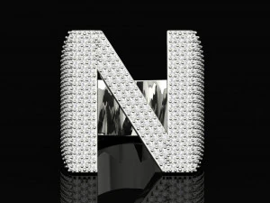 n letter diamond ring 3D Print Model