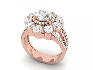 钻石簇鸡尾酒戒指 3D 打印模型