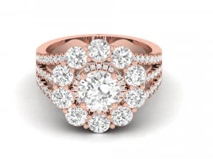 Diamant-Cluster-Cocktailring 3D Druckmodell