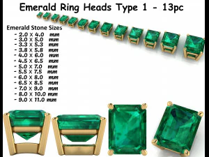 изумрудные головки-кольца тип 1 - 13шт. 3D Принт Модель