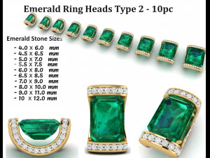 emerald ring heads type 2 - 10pc Modello di stampa 3D