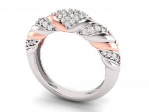 twist princess cut engagement ring matching band for gents 3Dプリントモデル