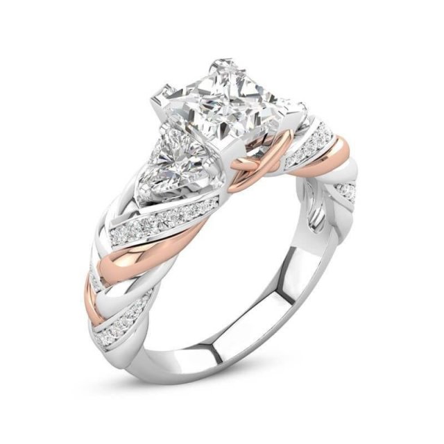 twist princess cut engagement ring matching band 3Dプリントモデル .c4d .max .obj .3ds .fbx .stl .blend 