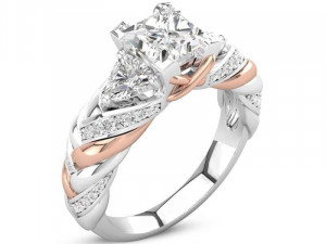 twist princess cut engagement ring matching band 3D Print Model