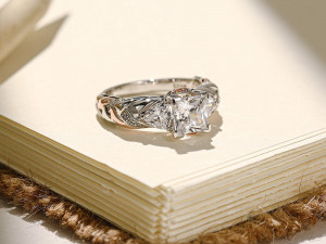 twist princess cut engagement ring matching band 3Dプリントモデル