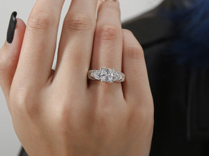 twist princess cut engagement ring matching band 3Dプリントモデル