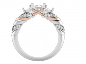 twist princess cut engagement ring matching band 3Dプリントモデル