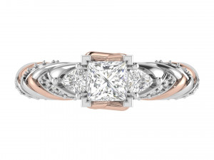 twist princess cut engagement ring matching band 3Dプリントモデル