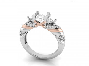 twist princess cut engagement ring matching band 3Dプリントモデル