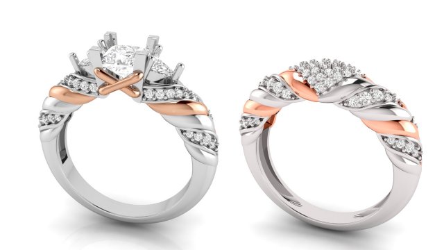 Twist princess cut engagement ring combinations 3D-printmodel .c4d .max .obj .3ds .fbx .stl .blend