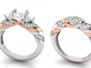 Twist princess cut engagement ring combinations Modelo de Impressão 3D