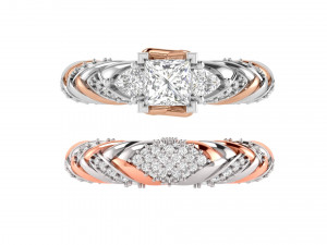 Twist princess cut engagement ring combinations 3D-printmodel