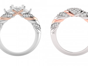 Twist princess cut engagement ring combinations 3D-printmodel