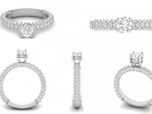 anel de noivado solitário de diamante 008 Modelo de Impressão 3D