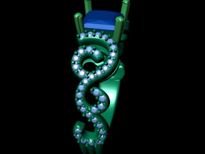stylish spiral filigree engagement ring Modèles 3D en vedette