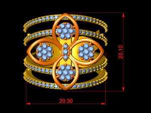 flower diamond cocktail ring 3D Print Model
