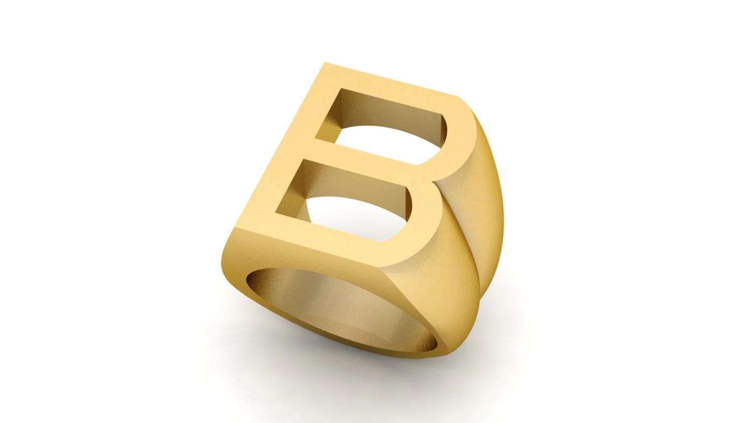 letter b plain gold ring 3D Print Model .c4d .max .obj .3ds .fbx .stl .blend 
