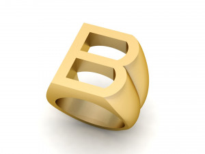 letter b plain gold ring 3D Baskı Modeli