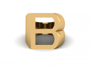 letter b plain gold ring Model Cetak 3D