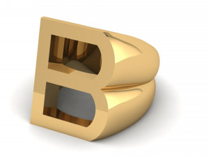 letter b plain gold ring Model Cetak 3D