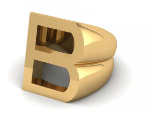 letter b plain gold ring 3D Print Model