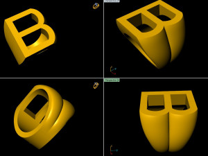 letter b plain gold ring Model Cetak 3D