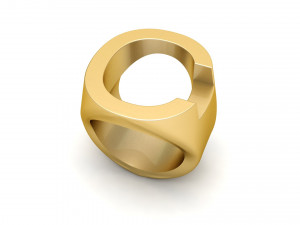 letter c plain gold ring 3D Print Model