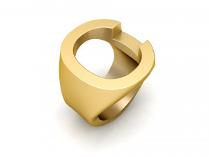 letter c plain gold ring 3D Baskı Modeli