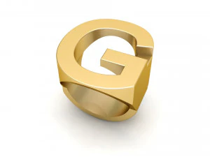 편지 g 일반 금 반지 3D 프린트 모델