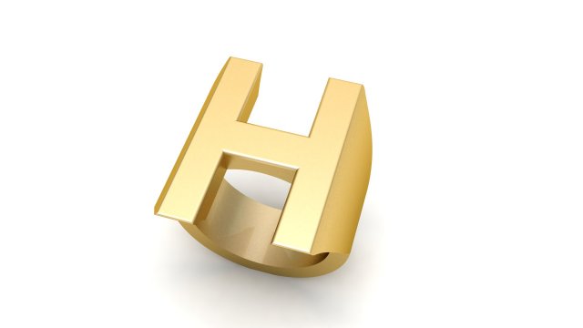 Letter h gold cheap ring