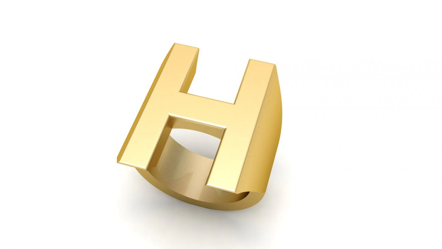 letter h plain gold ring 3D Print Model .c4d .max .obj .3ds .fbx .stl .blend
