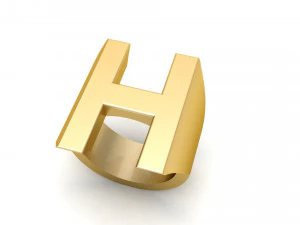 편지 h 일반 금 반지 3D 프린트 모델