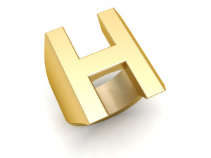 letter h plain gold ring Modelo de impresión 3D
