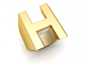 letter h plain gold ring 3D Print Model