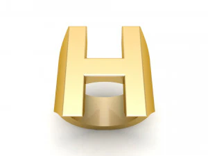 letter h plain gold ring 3D Print Model