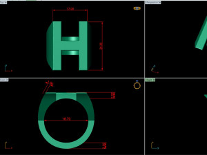 letter h plain gold ring Modelo de impresión 3D