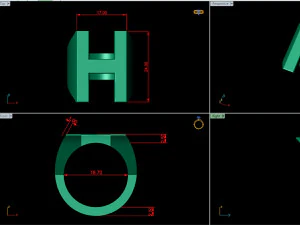 letter h plain gold ring 3D Print Model
