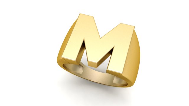 letter m plain gold ring 3D Print Model in Rings 3DExport