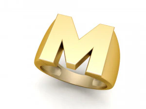 cincin emas polos huruf m Model Cetak 3D
