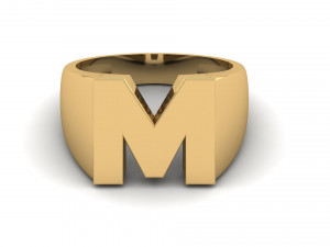 letter m plain gold ring 3D Baskı Modeli