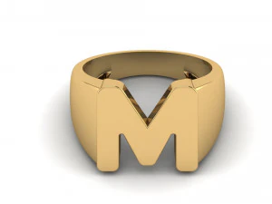 letter m plain gold ring 3D Print Model