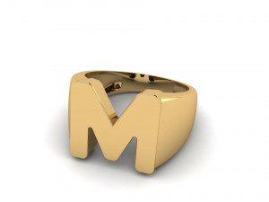 letter m plain gold ring 3D Baskı Modeli