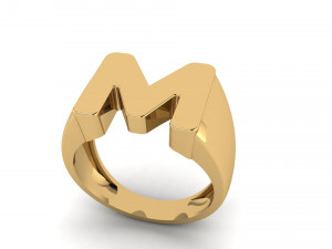 letter m plain gold ring 3D Baskı Modeli