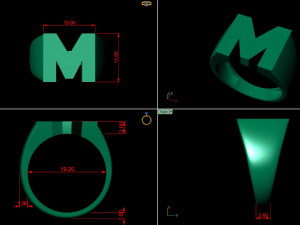 letter m plain gold ring 3D Baskı Modeli