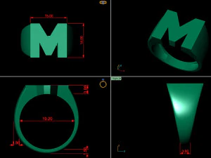 letter m plain gold ring 3D Print Model