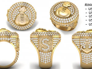 bague hip hop sac d'argent Modèles 3D en vedette