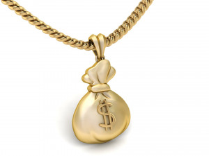 gold money bag pendant 3D Print Model