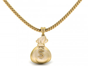 gold money bag pendant Modello di stampa 3D