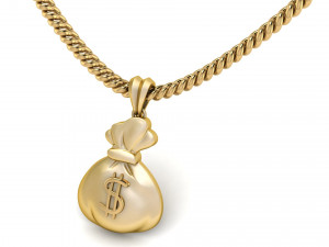 gold money bag pendant Modello di stampa 3D
