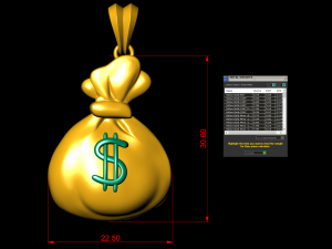 gold money bag pendant Modello di stampa 3D